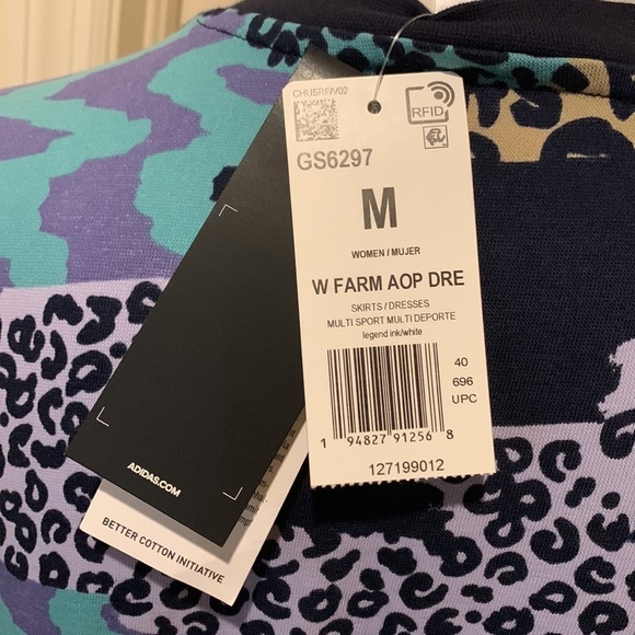 Adidas x Farm Rio Colab V neck dress. M. NWT - Picture 8 of 9